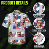Hi Vis Hawaiian Shirt Reflective Tapes US Flag Blue Red Custom Name And Image Safety Workwear For Workers, Truckers, Operators, Independence