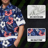 Hi Vis Hawaiian Shirt Reflective Tapes US Flag Flower 02 Custom Name Safety Workwear For Workers, Truckers, Operators, Independence