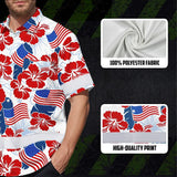 Hi Vis Hawaiian Shirt Reflective Tapes US Flag Flower  Custom Name Safety Workwear For Workers, Truckers, Operators