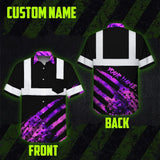 Hi Vis Hawaiian Shirt Reflective Tapes Violet Flag Tie Dye Custom Name Safety Workwear For Workers, Runners, Cyclists