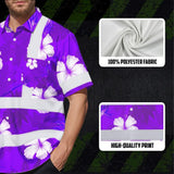 Hi Vis Hawaiian Shirt Reflective Tapes Violet Neon Custom Name Safety Workwear For Workers, Truckers, Operators