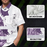 Hi Vis Hawaiian Shirt Reflective Tapes Violet Neon Flowers Ray Custom Name Safety Workwear For Workers, Truckers, Operators, Company