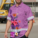 Violet Neon Polynesian And Flowers Hi-Vis Hawaiian Shirt