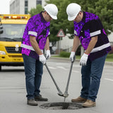 Hi Vis Hawaiian Shirt Reflective Tapes Violet Neon Turtle Hawaiian Polynesian Tribal