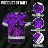 Hi Vis Hawaiian Shirt Reflective Tapes Violet Neon Turtle Hawaiian Polynesian Tribal