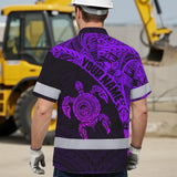 Hi Vis Hawaiian Shirt Reflective Tapes Violet Neon Turtle Hawaiian Polynesian Tribal