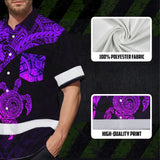 Hi Vis Hawaiian Shirt Reflective Tapes Violet Neon Turtle Hawaiian Polynesian Tribal