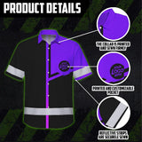 Hi Vis Hawaiian Shirt Reflective Tapes Violet Neon Uniform Custom Name And Logo
