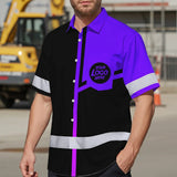 Hi Vis Hawaiian Shirt Reflective Tapes Violet Neon Uniform Custom Name And Logo