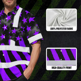 Hi Vis Hawaiian Shirt Reflective Tapes Violet Neon US Flag Custom Name Safety Workwear For Workers, Truckers, Operators
