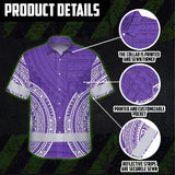 Hi Vis Hawaiian Shirt Reflective Tapes Violet White Polynesian Custom Name Safety Workwear For Workers, Truckers, Operators
