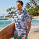White Blue Skull Boat Hi-Vis Hawaiian Shirt