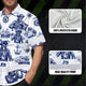 White Blue Skull Boat Hi-Vis Hawaiian Shirt