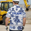 White Blue Skull Boat Hi-Vis Hawaiian Shirt