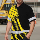 Hi Vis Hawaiian Shirt Reflective Tapes Yellow Neon And Black US Flag
