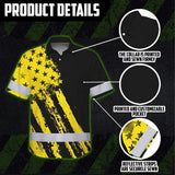 Hi Vis Hawaiian Shirt Reflective Tapes Yellow Neon And Black US Flag