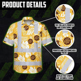Hi Vis Hawaiian Shirt Reflective Tapes Yellow Neon And White Flowers Custom Name And Logo Safety Workwear For Workers, Truckers, Operators, Company