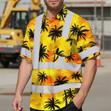 Hi Vis Hawaiian Shirt Reflective Tapes Yellow Neon Flowers Custom Name