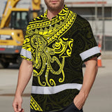 Hi Vis Hawaiian Shirt Reflective Tapes Yellow Neon Hawaii Octopus Custom