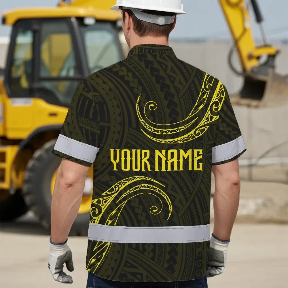 Hi Vis Hawaiian Shirt Reflective Tapes Yellow Neon Hawaii Whale Custom Name