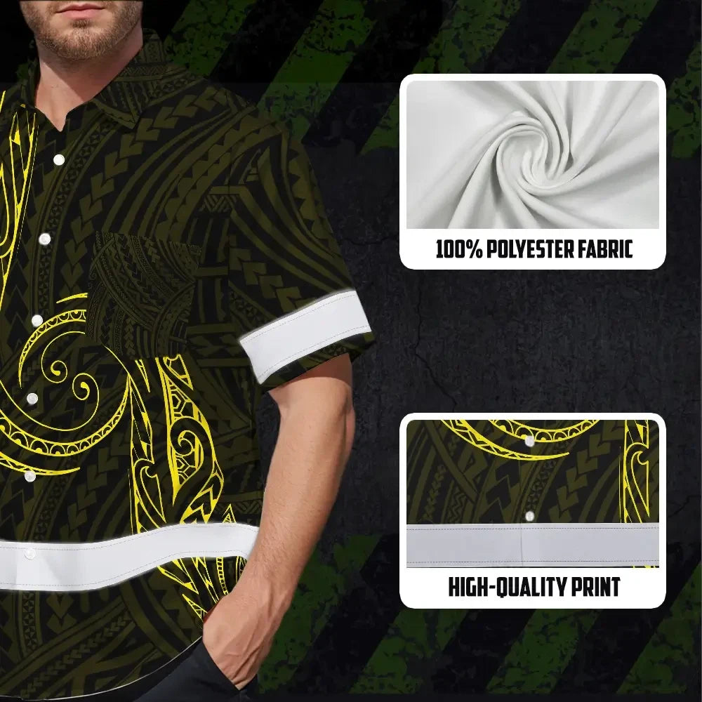 Hi Vis Hawaiian Shirt Reflective Tapes Yellow Neon Hawaii Whale Custom Name