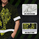 Hi Vis Hawaiian Shirt Reflective Tapes Yellow Neon Polynesian Anchor Custom Name Safety Workwear For Workers, Truckers, Operators