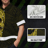 Hi Vis Hawaiian Shirt Reflective Tapes Yellow Neon Polynesian Half Skull Custom Name Safety Workwear For Workers, Truckers, Operators