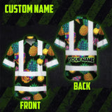 Choose Pack Hi Vis Hawaiian Shirt Reflective Tapes Yellow Neon Skull Custom Name Safety Workwear For Workers, Truckers, Operators