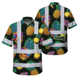 Choose Pack Hi Vis Hawaiian Shirt Reflective Tapes Yellow Neon Skull Custom Name Safety Workwear For Workers, Truckers, Operators