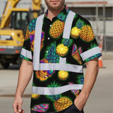 Choose Pack Hi Vis Hawaiian Shirt Reflective Tapes Yellow Neon Skull Custom Name Safety Workwear For Workers, Truckers, Operators