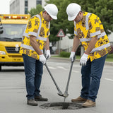 Hi Vis Hawaiian Shirt Reflective Tapes Yellow Neon Tiki Custom Name Safety Workwear For Workers, Truckers, Operators