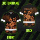 Hi Vis Hawaiian Shirt Reflective Tapes Yellow Neon Turtle Polynesian Tribal Custom Name Safety Workwear For Workers, Truckers, Operators
