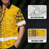 Hi Vis Hawaiian Shirt Reflective Tapes Yellow Polynesian Custom Name Safety Workwear For Workers, Truckers, Operators