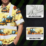 Hi Vis Hawaiian Shirt Reflective Tapes Yellow Road Roller Custom Name Safety Workwear For Workers, Truckers, Operators