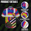 Tie Dye 2 US Flag Paint Hi-Vis Hawaiian Shirt