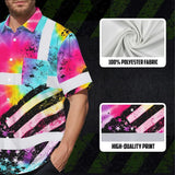 Hi Vis Hawaiian Shirt Reflective Tie Dye US Flag Paint Custom Name Safety Workwear For Workers, Runners, Cyclists