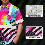 Hi Vis Hawaiian Shirt Reflective Tie Dye US Flag Paint Safety Workwear For Worker, Motorcycle Bicycle, Runner