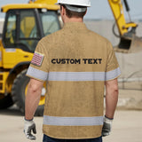 Hi Vis Hawaiian Shirt Reflective US Firefighter Custom Name Safety Workwear For Workers, Truckers, Operators
