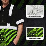 Hi Vis Hawaiian Shirt Reflective US Flag Custom Name Safety Workwear For Workers, Runners, Walkers