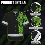 Hi Vis Hawaiian Shirt Reflective Viking Green Neon Custom Name Safety For Skull Lover