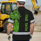 Hi Vis Hawaiian Shirt Reflective Viking Green Neon Custom Name Safety For Skull Lover