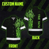 Hi Vis Hawaiian Shirt Reflective Viking Green Neon Custom Name Safety For Skull Lover