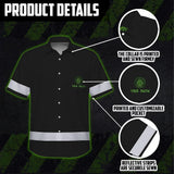 Hi Vis Hawaiian Shirt Reflective Viking Green Neon Custom Safety Workwear For Workers, Truckers, Skull Lover