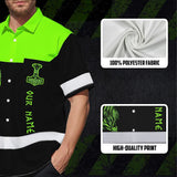 Hi Vis Hawaiian Shirt Reflective Viking Green Neon Hammer Custom Name Safety Workwear For Workers, Truckers, Operators