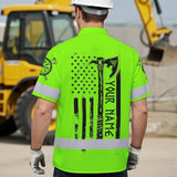 Hi Vis Hawaiian Shirt Reflective Viking Green Neon US Flag Custom Name For Skull Lover