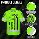 Hi Vis Hawaiian Shirt Reflective Viking Green Neon US Flag Custom Name For Skull Lover
