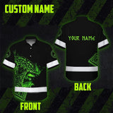 Hi Vis Hawaiian Shirt Reflective Viking Raven Hammer Green Neon Custom Name For Skull Lover