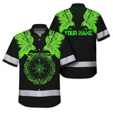 Hi Vis Hawaiian Shirt Reflective Viking Symbol Custom Name For Workers, Truckers, Skull Lovers