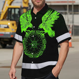 Hi Vis Hawaiian Shirt Reflective Viking Symbol Custom Name For Workers, Truckers, Skull Lovers