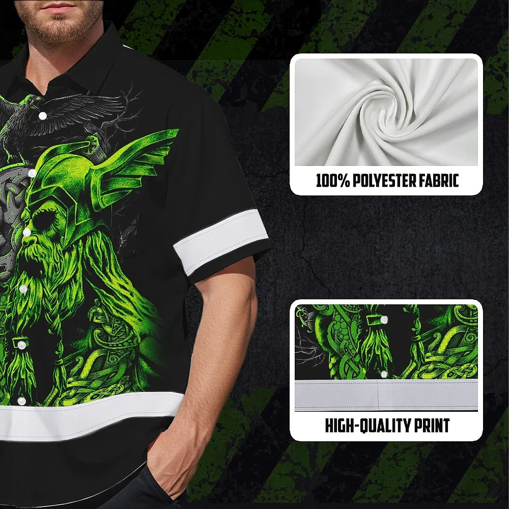 Hi Vis Hawaiian Shirt Reflective Viking Symbol Custom Name Safety Workwear